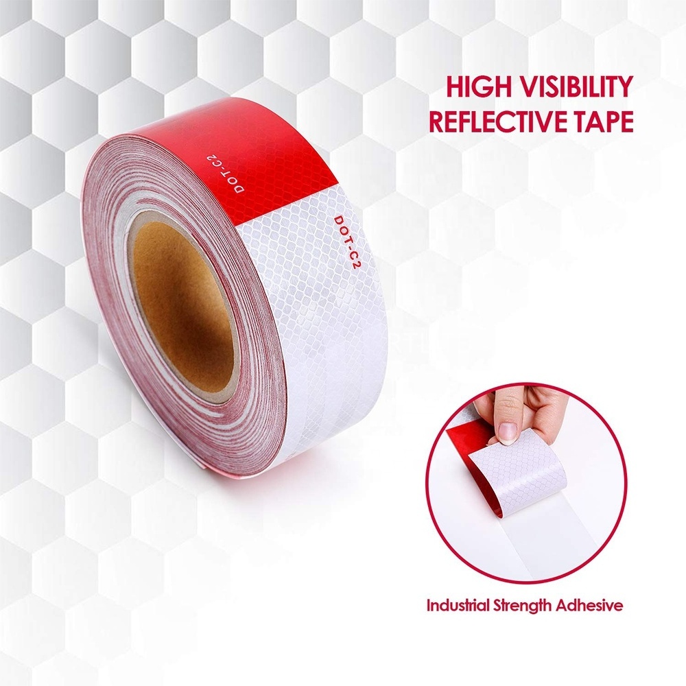 Conspicuity Warning Sticker Self Adhesive Reflective Tape 893D Red White Truck Reflective Tape