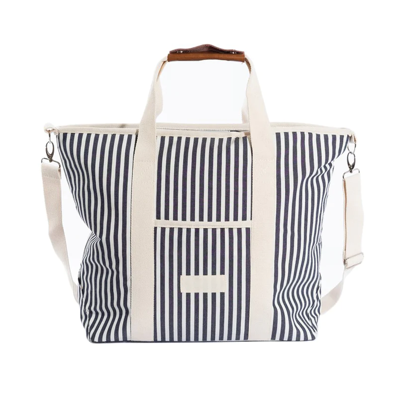 Insulated Travel Food Tote Bags Portable Waterproof Picnic Cooler Tote Sustainable Beach Bag Cooler with Vintage Blue Stripe