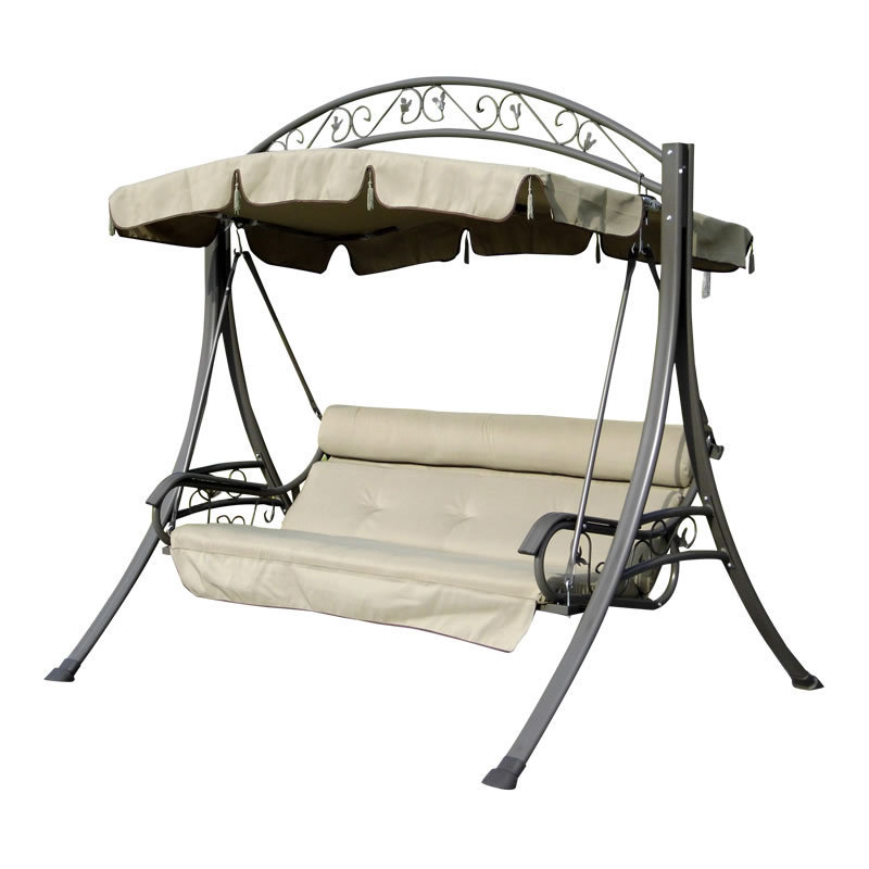 High quality outdoor 3-seater patio garden swing chair Leisure hanging chair luxury comfortable swing bed