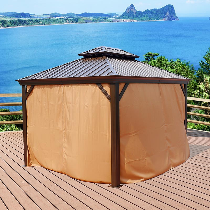 Waterproof Gazebo for Patio Fab Based 3x3 Gazebo with Double Roof Aluminum Frame Curtains