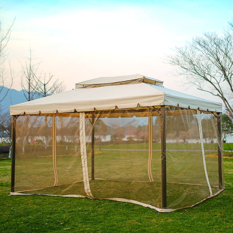 Patios 10'x10' Outdoor Gazebo with Mosquito Netting and Curtains Canopy For Deck Backyard