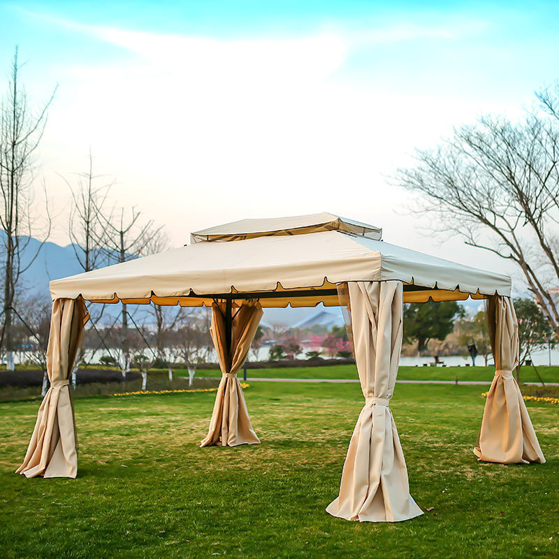 Patios 10'x10' Outdoor Gazebo with Mosquito Netting and Curtains Canopy For Deck Backyard