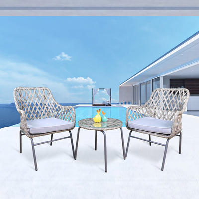 3 Pieces Patio Set Outdoor Wicker Furniture Sets Modern Rattan Chair Conversation Sets with Coffee Table