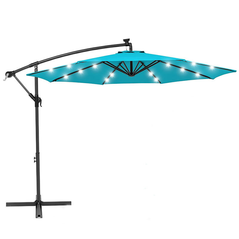 Easy To Open Solar Parasol LED Umbrella Offest Sunshade Outdoor Hanging Umbrella Outdoor Parasols with Cover