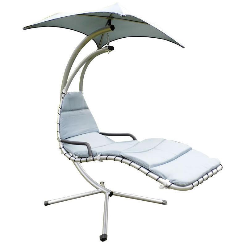 Single Recliner Hanging Chair Sunshade Canopy Helicopter Outdoor Patio Lounge Dream Hanging Chair Swing With Stand