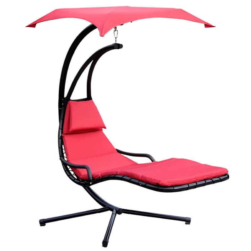 Single Recliner Hanging Chair Sunshade Canopy Helicopter Outdoor Patio Lounge Dream Hanging Chair Swing With Stand