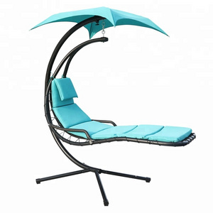 Single Recliner Hanging Chair Sunshade Canopy Helicopter Outdoor Patio Lounge Dream Hanging Chair Swing With Stand