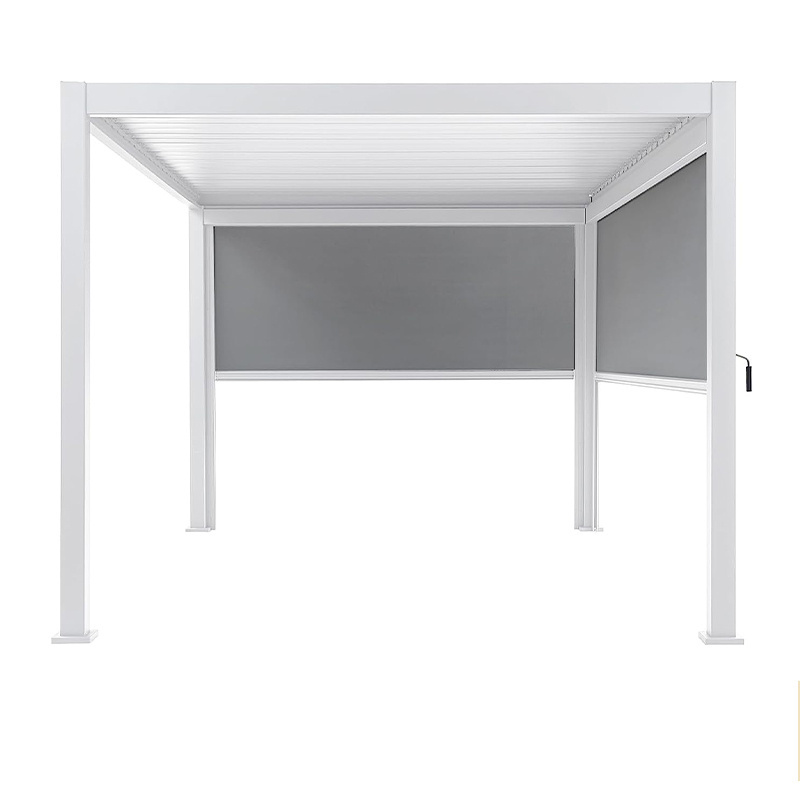 Luxury Customized Adjustable Aluminum Outdoor Gazebo Patio Pergola Bioclimatic Waterproof louvered Roof with Curtains