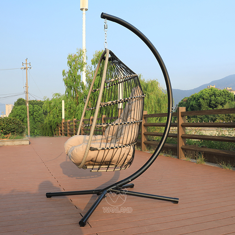 Outdoor and Indoor Heavy Duty Hammock Basket Chair Hanging Egg Swing Chair with Cushion