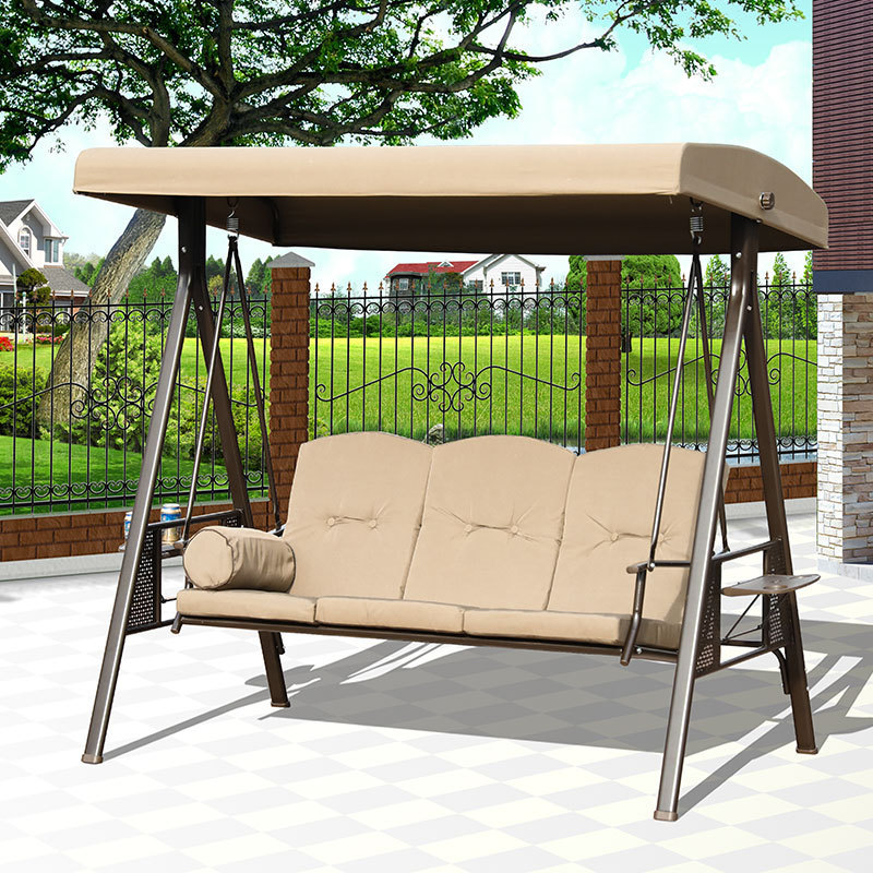 3 Seater Swing Chair with Cushion Outdoor Garden Steel Swing chair Adjustable Cover