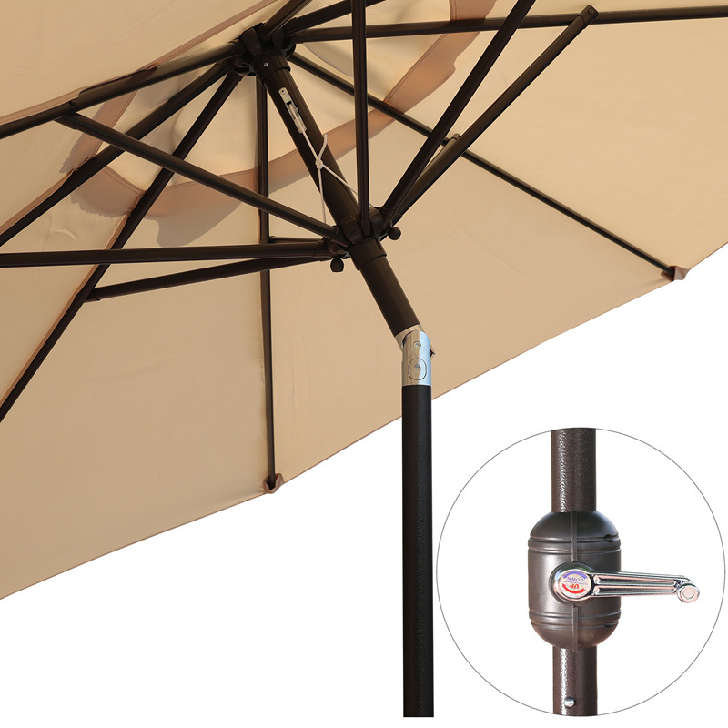 Outdoor Patio Umbrella Outdoor Market  Table Umbrellas with Push Button Tilt and Crank