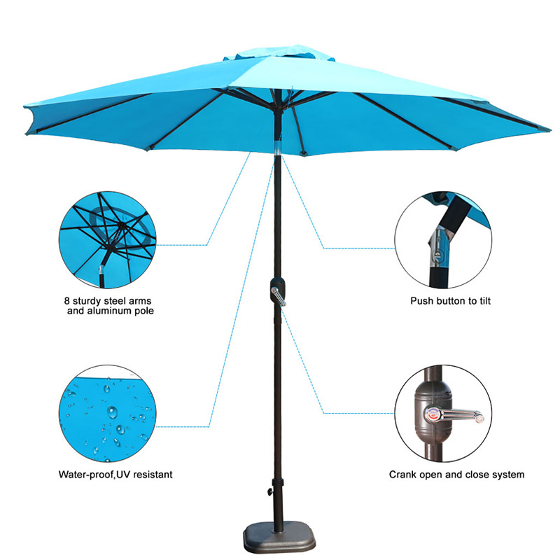 Patio Umbrella 9 FT Waterproof Outdoor Umbrellas for Pool Table Deck Porch Yard Garden