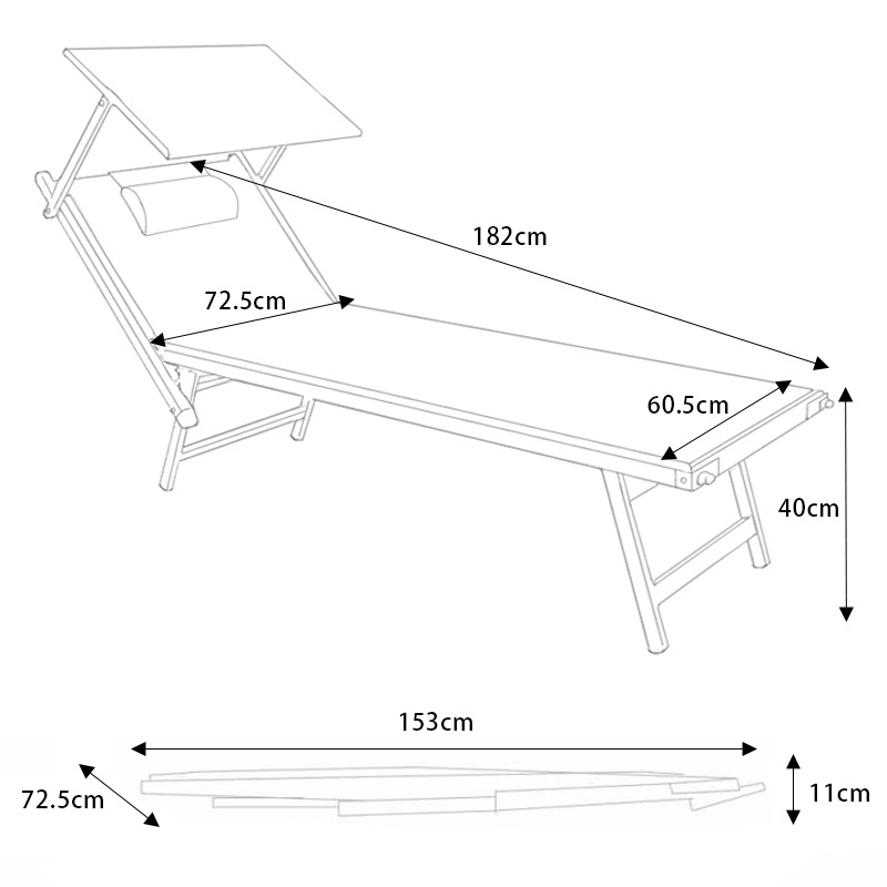 Outdoor Garden Furniture Sun Lounger High Quality Lounge Chair With Canopy  Beach Portable Chaise Lounger