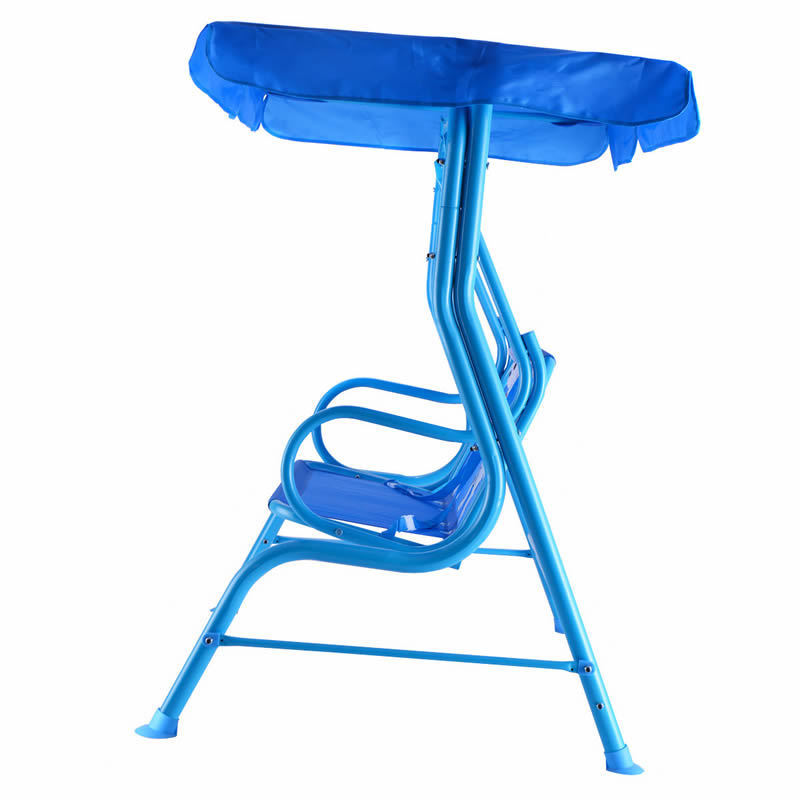 Kids Patio Swing Chair Children Porch Bench Canopy 2 Person Yard Furniture blue