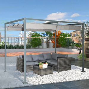 10'x10' Outdoor Patio Pergola Customize Gazebo Canopy with Retractable Shade for Garden Porch Backyard