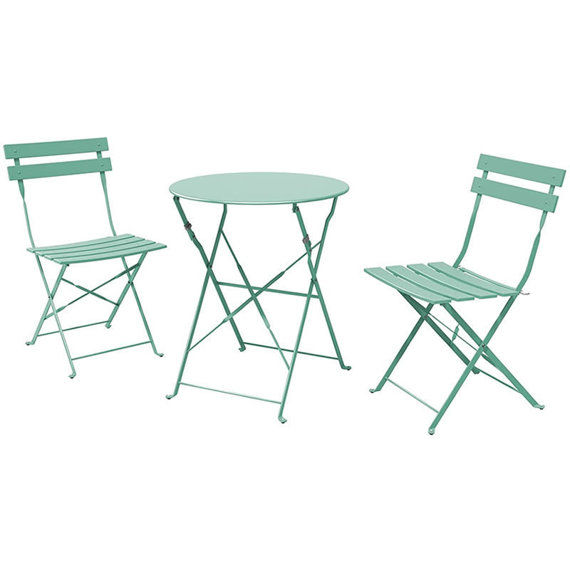 Simple Style 3 Piece Space Saving Metal Iron Folding  Outdoor Chairs Table Garden Furniture Balcony Patio Bistro Set