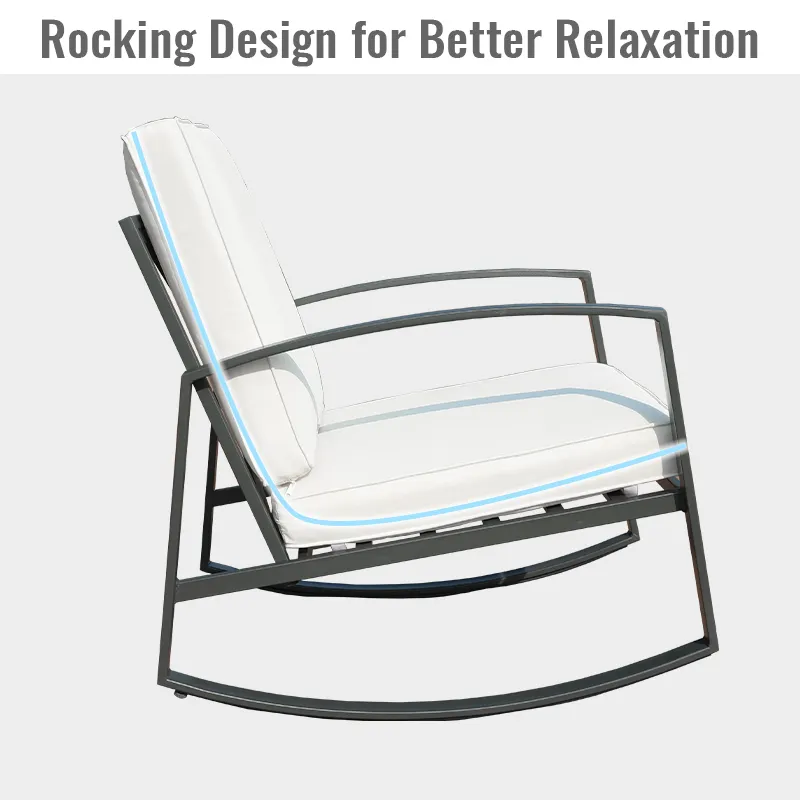 3-pcs Metal Glider Rocking Chair and Tea Table Patio Bistro Swing Rocking Chair High Quality Garden Furniture Sofa Set