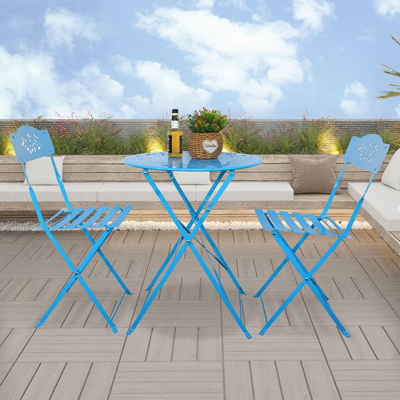 Foldable patio table and chairs factory price outdoor metal bistro set hot selling garden furniture sets