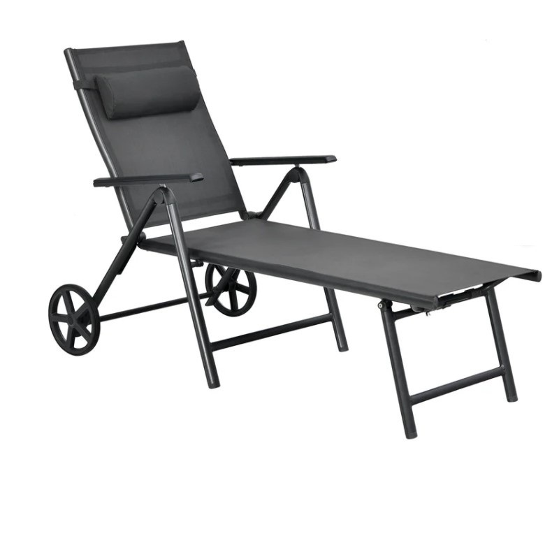 Factory Direct Sales Modern Poolside Aluminum Folding Chair Portable Outdoor Metal Chaise Lounge for Pool Balcony Garden