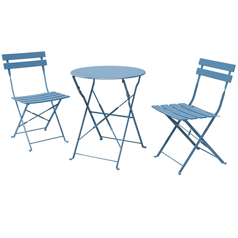 3pc Metal Folding Bistro Set Weather-Resistant Outdoor/Indoor Conversation Set for Patio Yard Garden