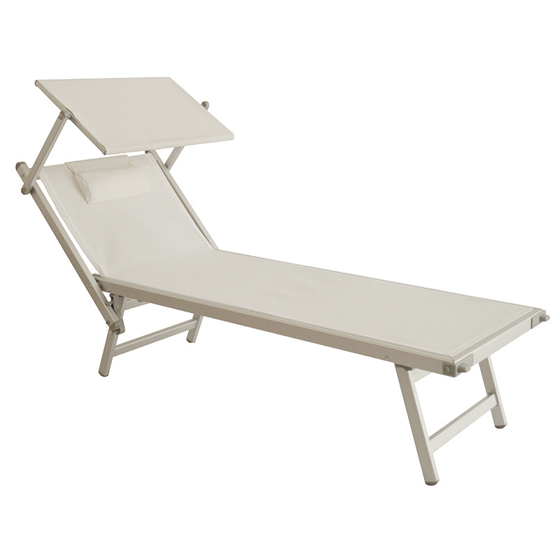 High quality aluminum sun lounger outdoor lounge chair with canopy