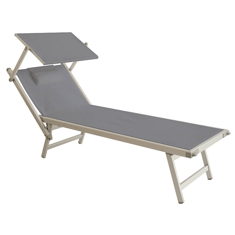 High quality aluminum sun lounger outdoor lounge chair with canopy