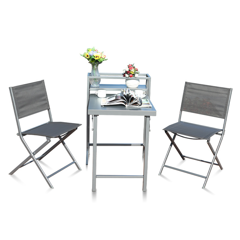 Space Saving 3 Piece Bistro Furniture Set Folding Table and Chairs Sets for Outdoor Coffee Balcony Deck Garden Patio