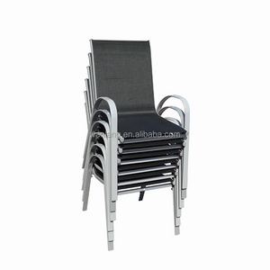 Space Saving Stacking Sling Chair Knock Down Patio Leisure Chaise Lounge Metal Outdoor Furniture Garden Chairs