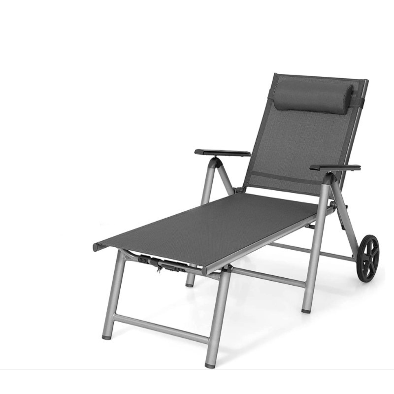 Factory Direct Sales Modern Poolside Aluminum Folding Chair Portable Outdoor Metal Chaise Lounge for Pool Balcony Garden