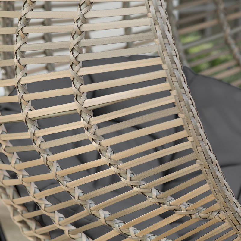 Outdoor Rib Hanging Egg Chair with Cushion and Stand