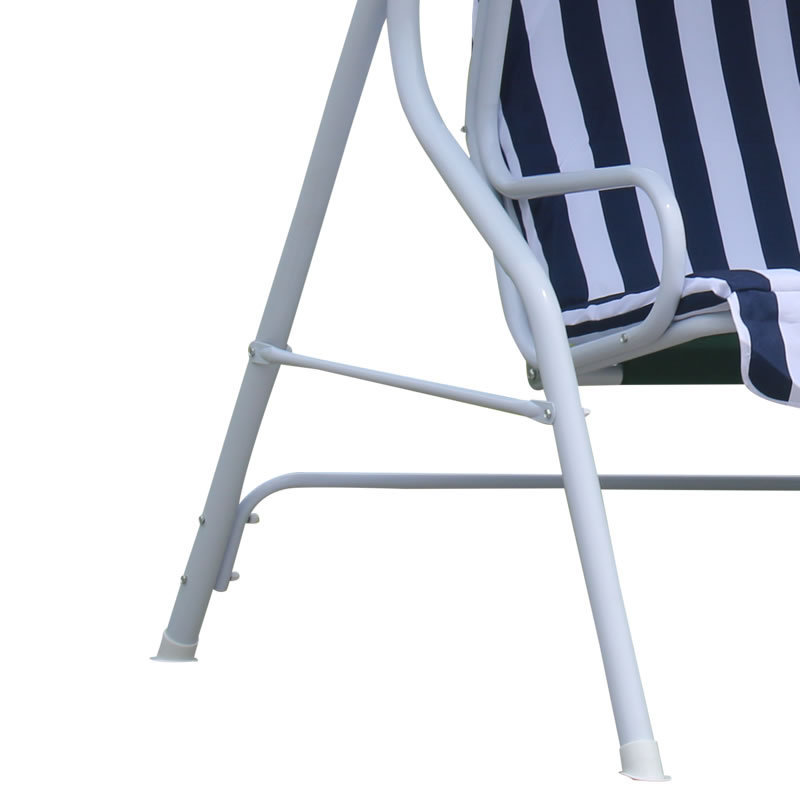 Indoor Outdoor Stripe Fabric 3 Seats Patio Garden Swing Chair with Cushion