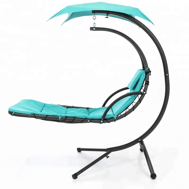 Innovative Products 2023 Hanging Chaise Lounger Chair Air Porch Swing Hammock with Stand Canopy