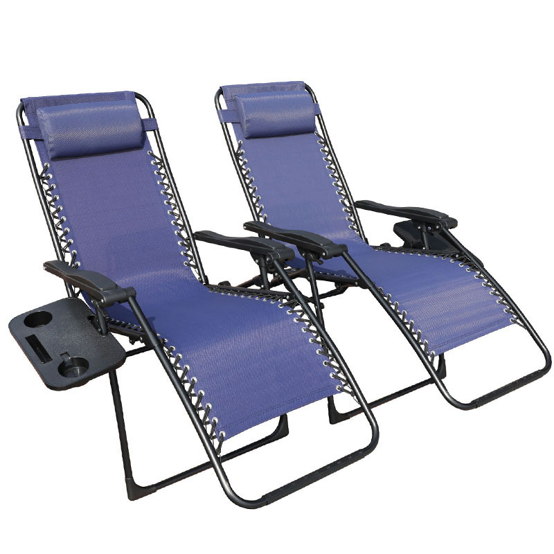 Outdoor folding patio garden reclining lounge chair set of 2