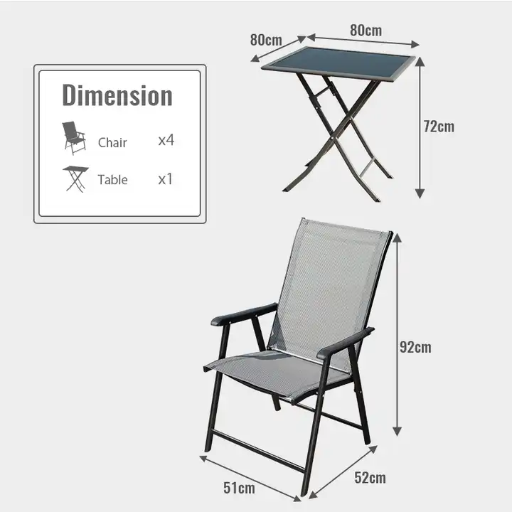 Aluminum Restaurant Dining Table Set Glass Sling Chairs Outdoor Garden Sets Metal