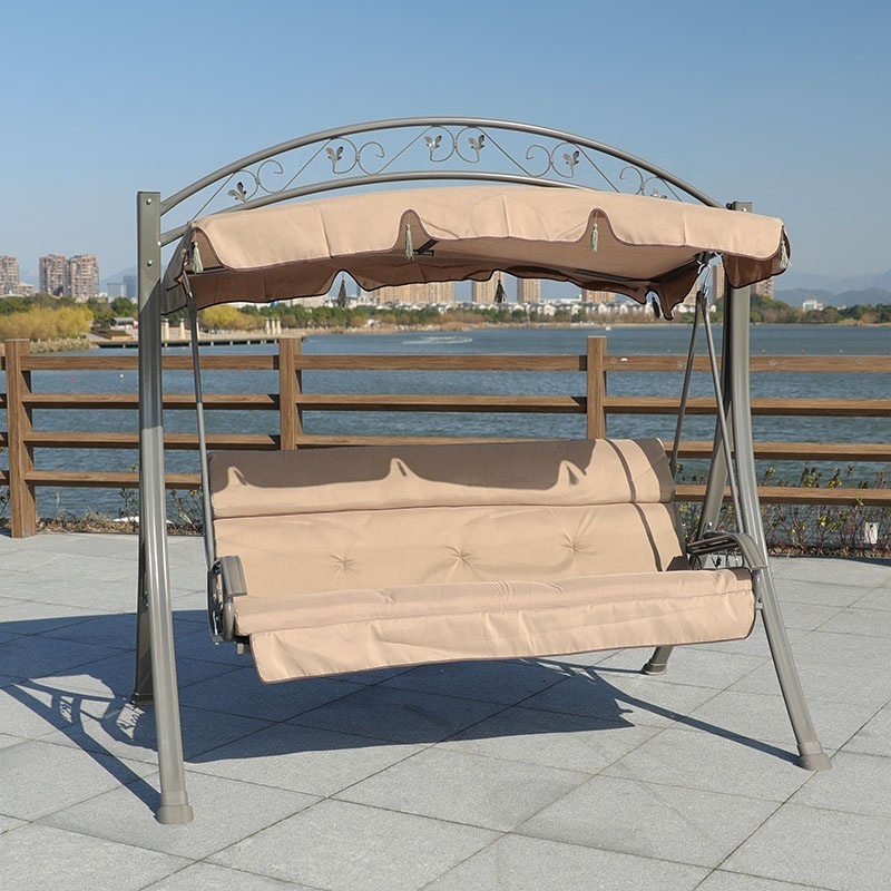 High quality outdoor 3-seater patio garden swing chair Leisure hanging chair luxury comfortable swing bed