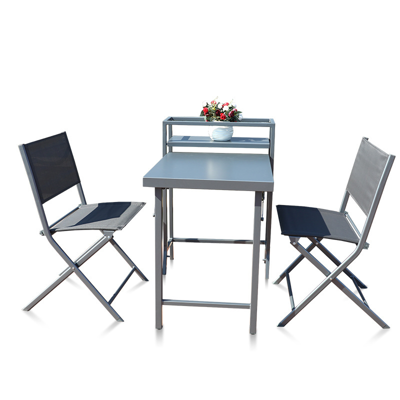 Space Saving 3 Piece Bistro Furniture Set Folding Table and Chairs Sets for Outdoor Coffee Balcony Deck Garden Patio