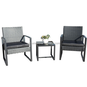 Contemporary outdoor chairs set 3 pcs patio bistro set with cushioned chairs and 1 coffee table for lawn garden pool