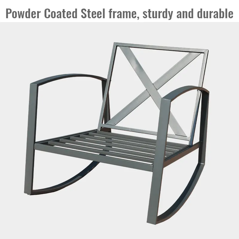 Patio Outdoor Coffee Table set Metal  Furniture Conversation Sets 2 Rocking Chairs 1 Table