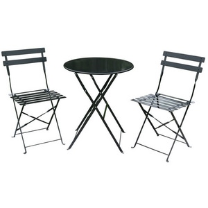 Hot selling iron bistro set metal folding table and chairs patio garden set