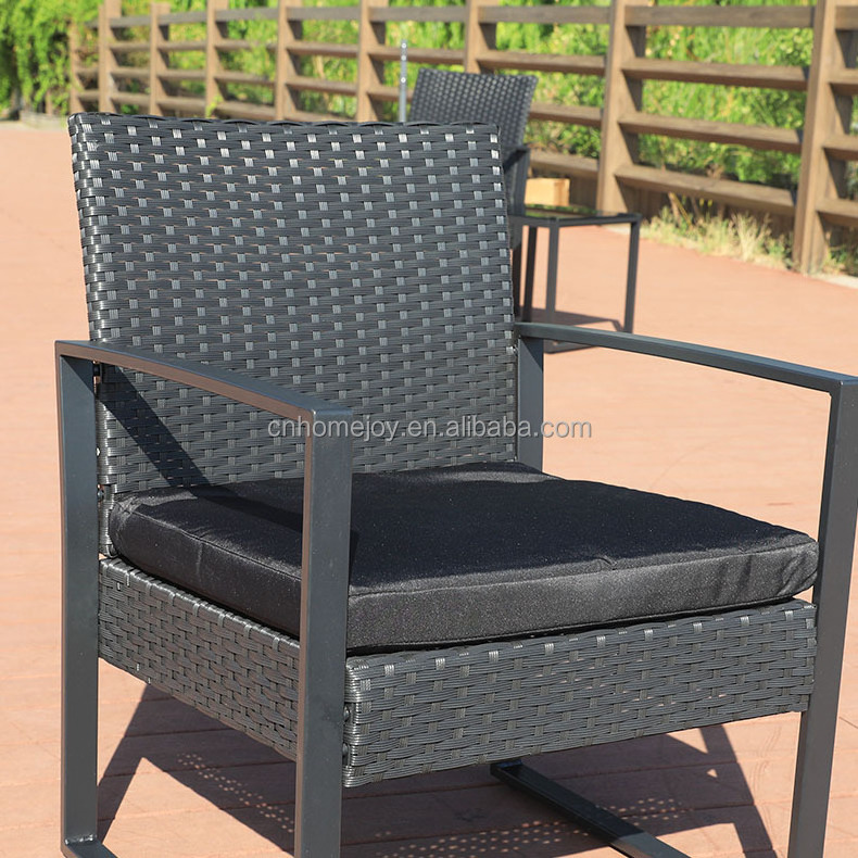 Contemporary outdoor chairs set 3 pcs patio bistro set with cushioned chairs and 1 coffee table for lawn garden pool