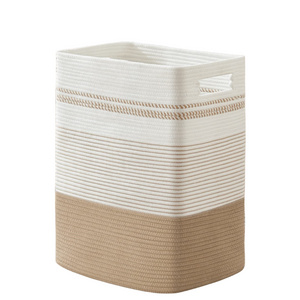 Tall rectangle cotton rope storage holders boxes box laundry basket organizer foldable bag laundry basket storage