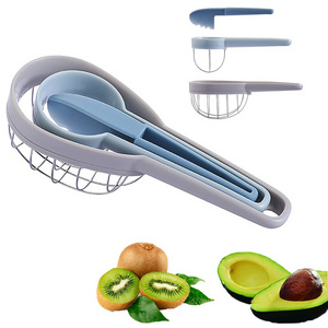 3 in 1 Stainless Steel Kiwi Avocado Cutter Slicer Fruit Peeler for Avocado Fruit Salad Kitchen Gadgets Fruit and Vegetable Tools