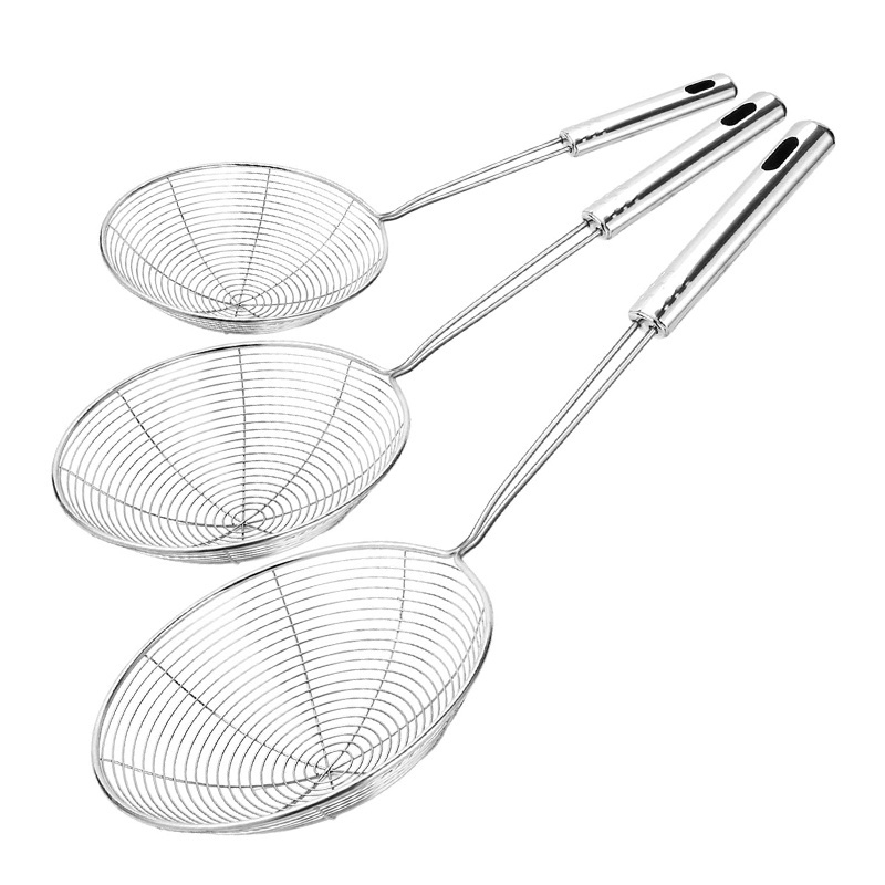 kitchen & tabletop Spider Strainer Skimmer Spoon Cooking Set of 3 Stainless Steel Wire Pasta Strainer Kitchen Skimmer La