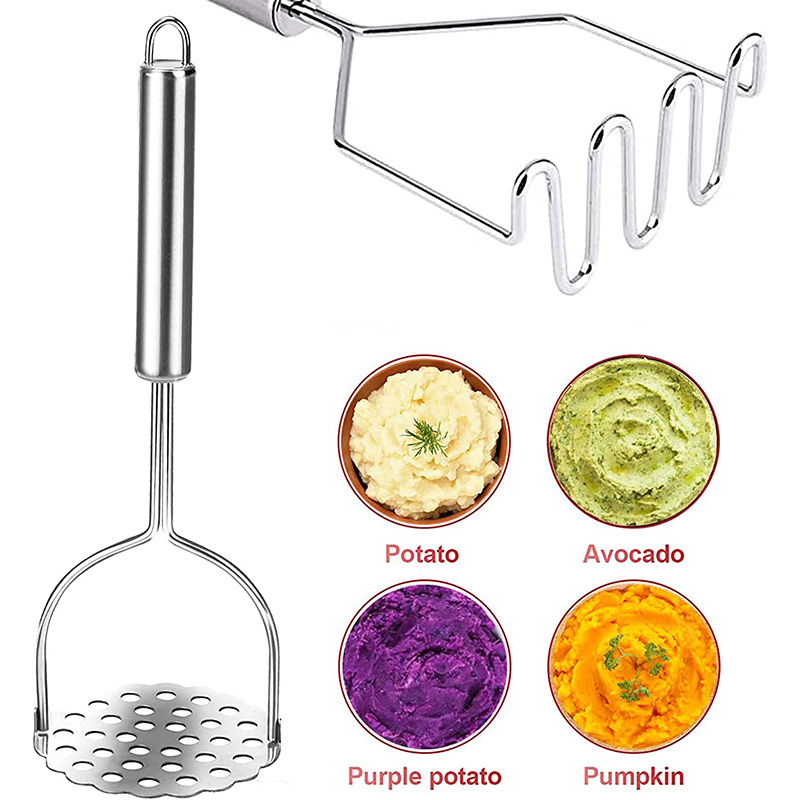 2 pcs Potato Masher Heavy Duty Stainless Steel Potato Masher Kitchen Tool For Avocado Mashed Potatoes Beans Vegetables