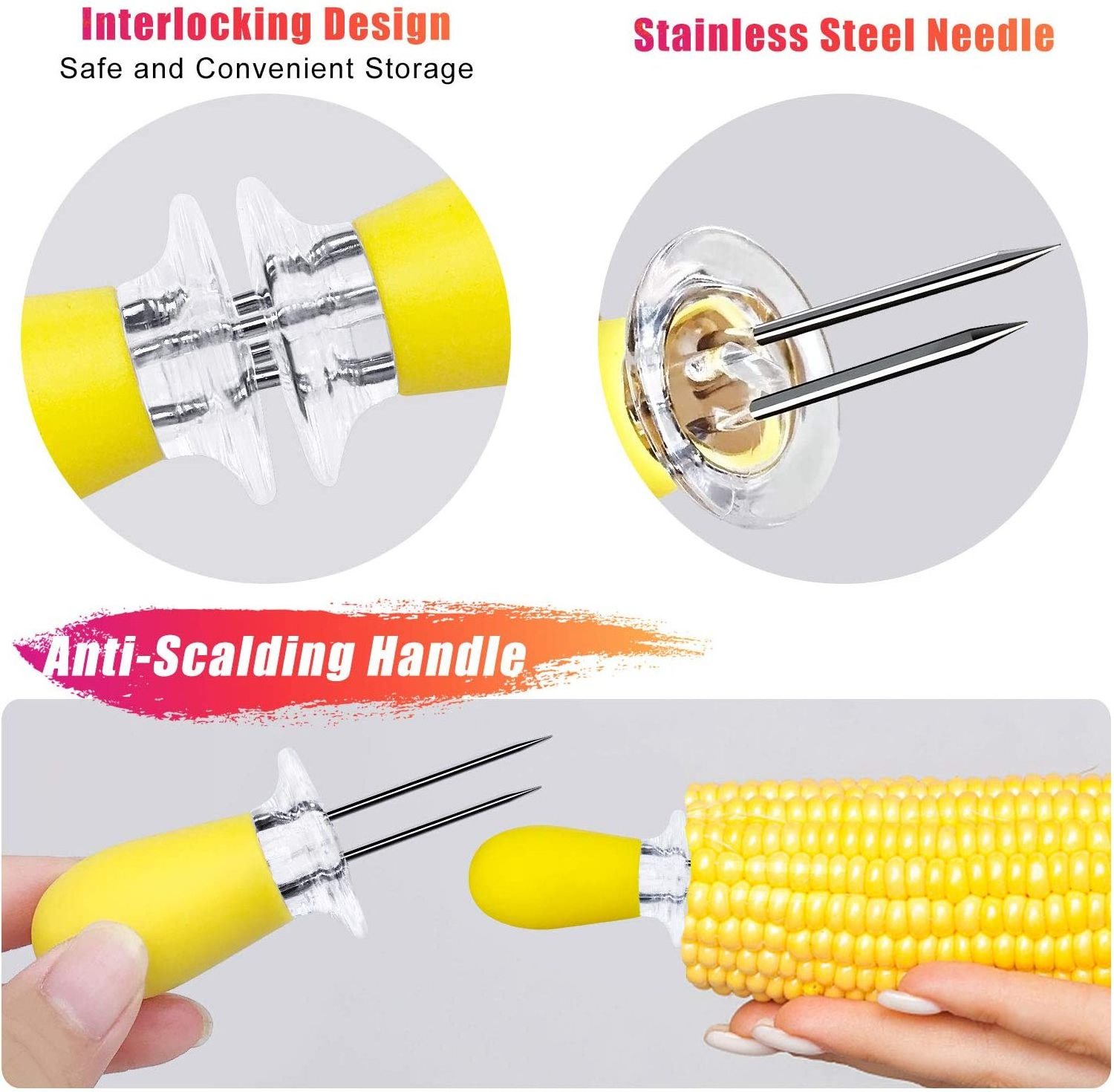 2023 hot products Hot Sale Stainless Steel BBQ Tools corn on the cob holders grill accessories