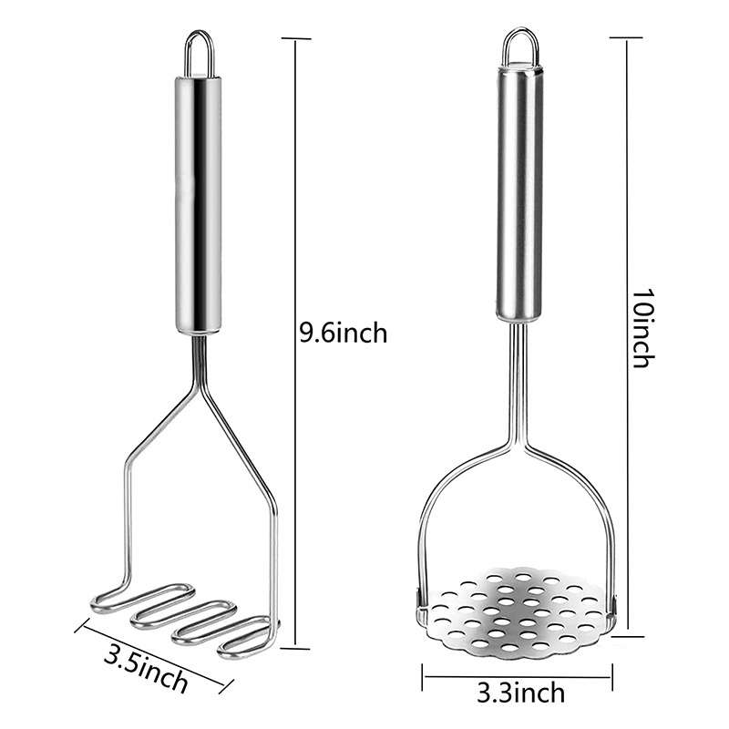 2 pcs Potato Masher Heavy Duty Stainless Steel Potato Masher Kitchen Tool For Avocado Mashed Potatoes Beans Vegetables