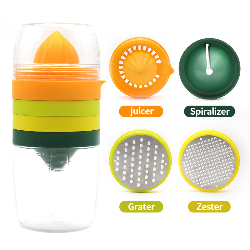 Top Seller Fruit & Vegetable Tools 4 in 1 Manual Hand Citrus Orange Juicer Lemon Squeezer With Measuring Cup