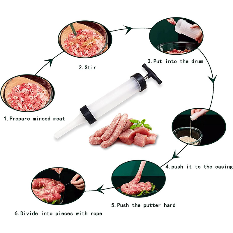 manual sausage stuffer machine Homemade and detachable Fast Sausage Filling Tool Kitchen Tool Manual Sausage Maker with 2 Tube