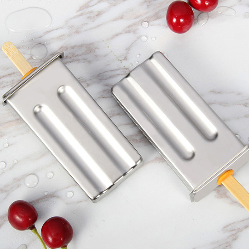 Stainless Steel Popsicle Maker Set Square Popsicle Molds Ice Pop Mold Tray Leak-Proof Silicone Seals Ice Cream Popcical Makers