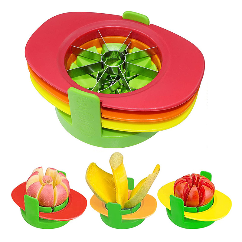 4 in 1 Fruit Slicer Divider Apple Corer tomato Slicer Mango Cutter Corer Remover Stainless Steel Fruit Cutter Kitchen Tool